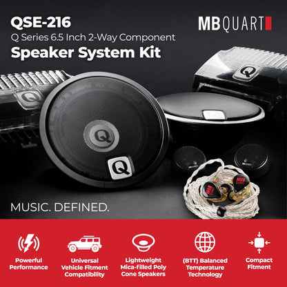 MB Quart Q Series 6.5" 2 Way Component Speakers with 1" Titanium Dome Tweeters - 431788