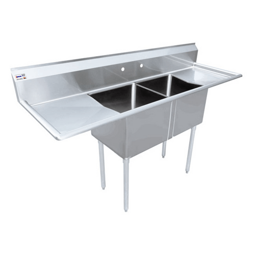 Chef AAA - Two Tub Pot Sink 3.5 Inch Center Drain Two Drain Boards  - 43767