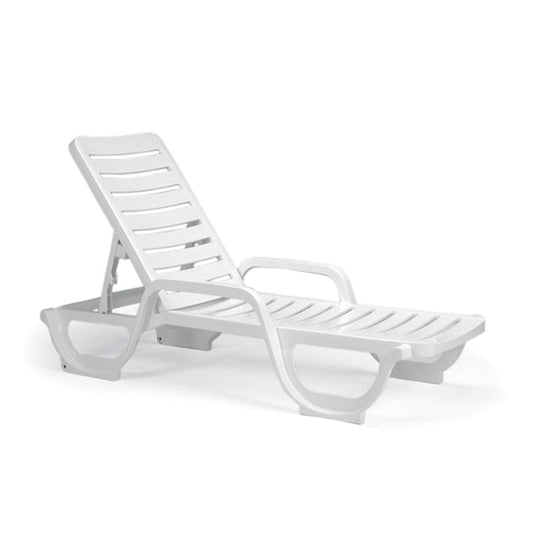 Grosfillex US031004 Bahia Stacking Adjustable White Chaise (2 per case)
