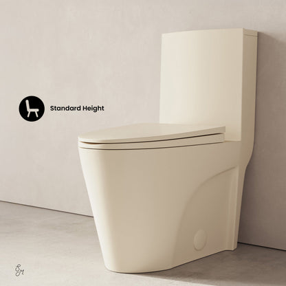 Swiss Madison St. Tropez One-Piece 12" Rough-in 1.1/1.6 GPF Dual Flush Elongated ADA Toilet in Matte Bisque - SM-1T0801BI
