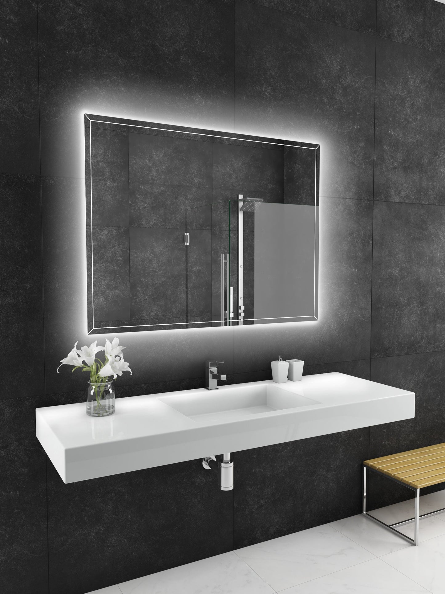 Paris Mirror 48" x 36" Rectangle Athena Dual Lighted Mirror 6000K - ATHEX48366000
