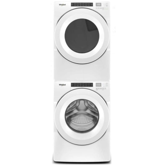 Whirlpool 27 Inch Front Load Washer & Whirlpool 27 Inch Gas Dryer with Whirlpool Stack Kit for HybridCare, Long Vent and Standard Dryers - WGD560LHW