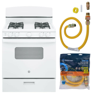GE Gas White Range with Installation Kit - 12232055