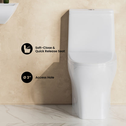 Swiss Madison Sublime II One-Piece 10" Rough-in 1.1/1.6 GPF Dual Top Flush Round Compact Toilet in Glossy White (6 - Pack) - SM-1T277-6
