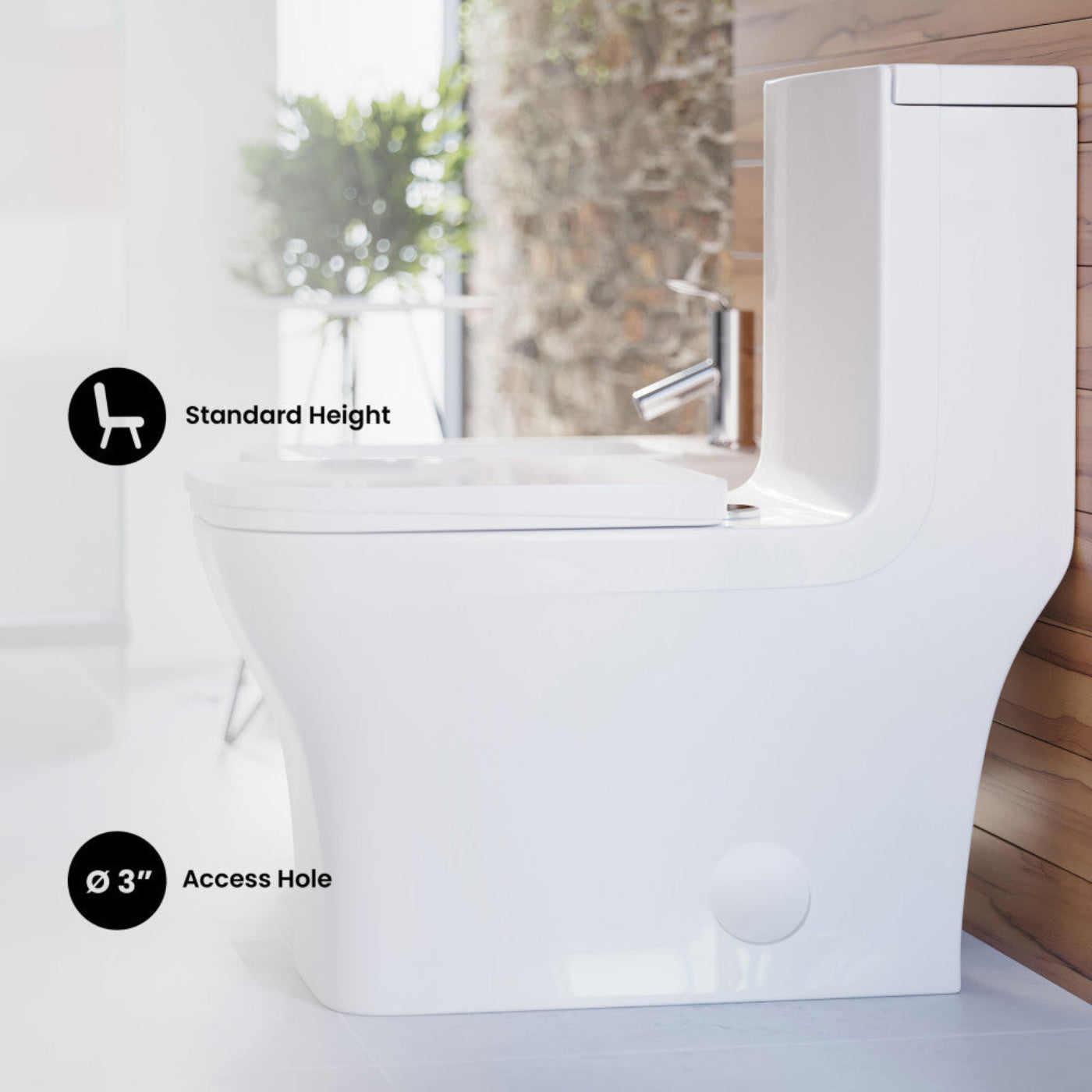 Swiss Madison Concorde One-Piece 12" Rough-in 1.1/1.6 GPF Dual Top Flush Square Toilet in Glossy White - SM-1T106