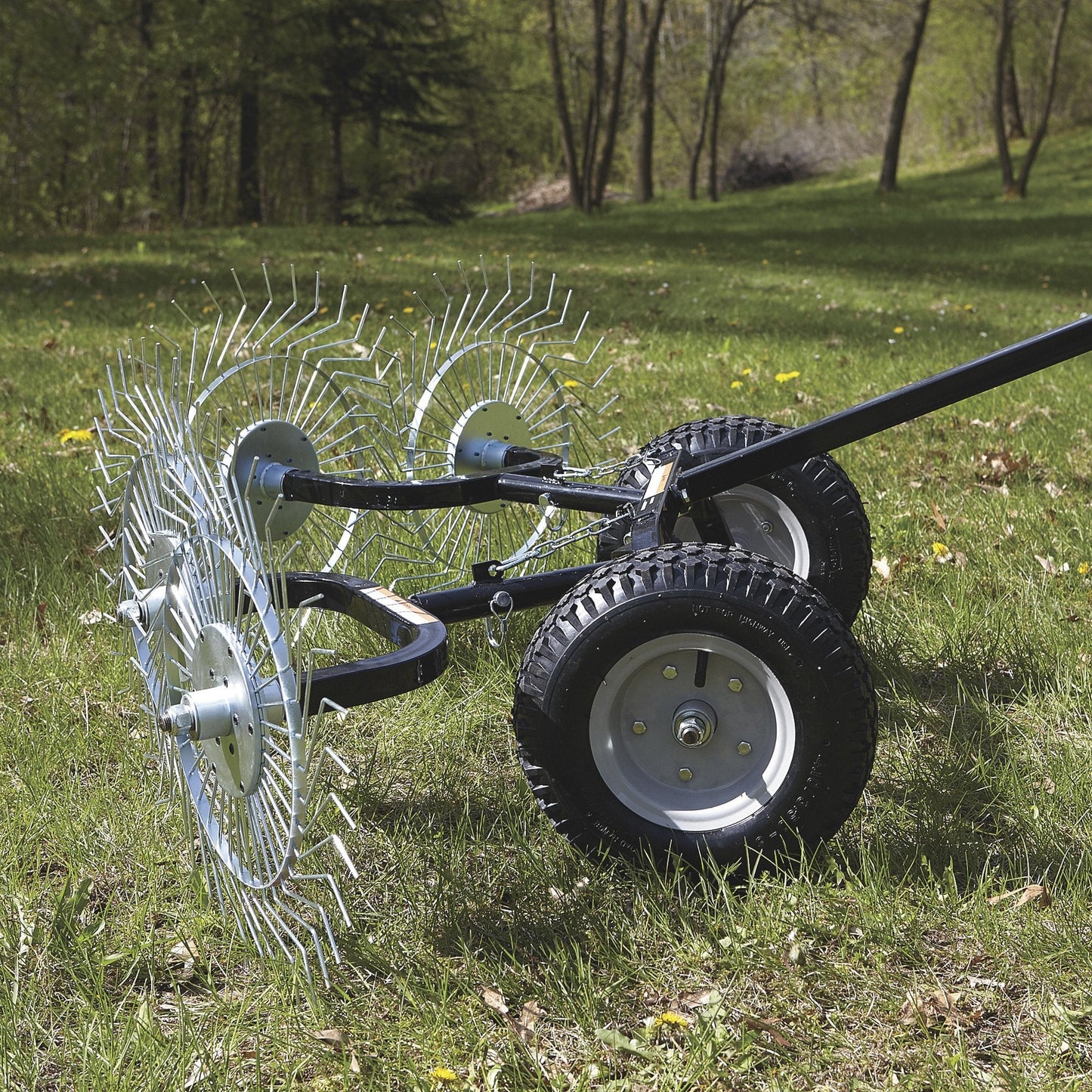 Strongway Acreage Rake 48in Dethatcher with 4 Tine Reels  - 49165
