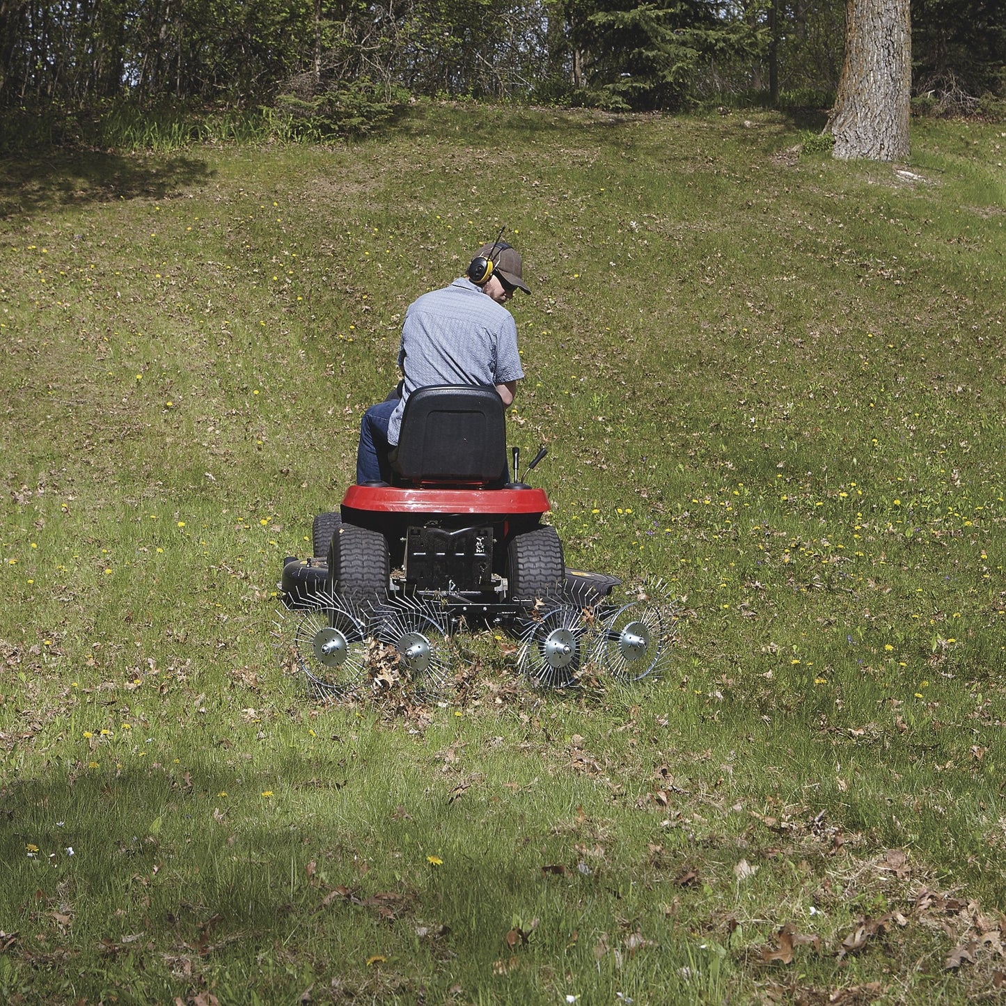 Strongway Acreage Rake 48in Dethatcher with 4 Tine Reels  - 49165