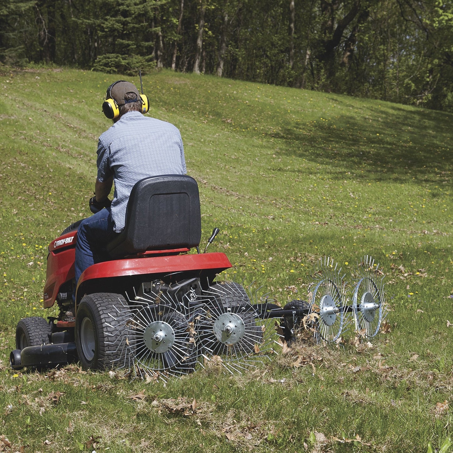 Strongway Acreage Rake 48in Dethatcher with 4 Tine Reels  - 49165