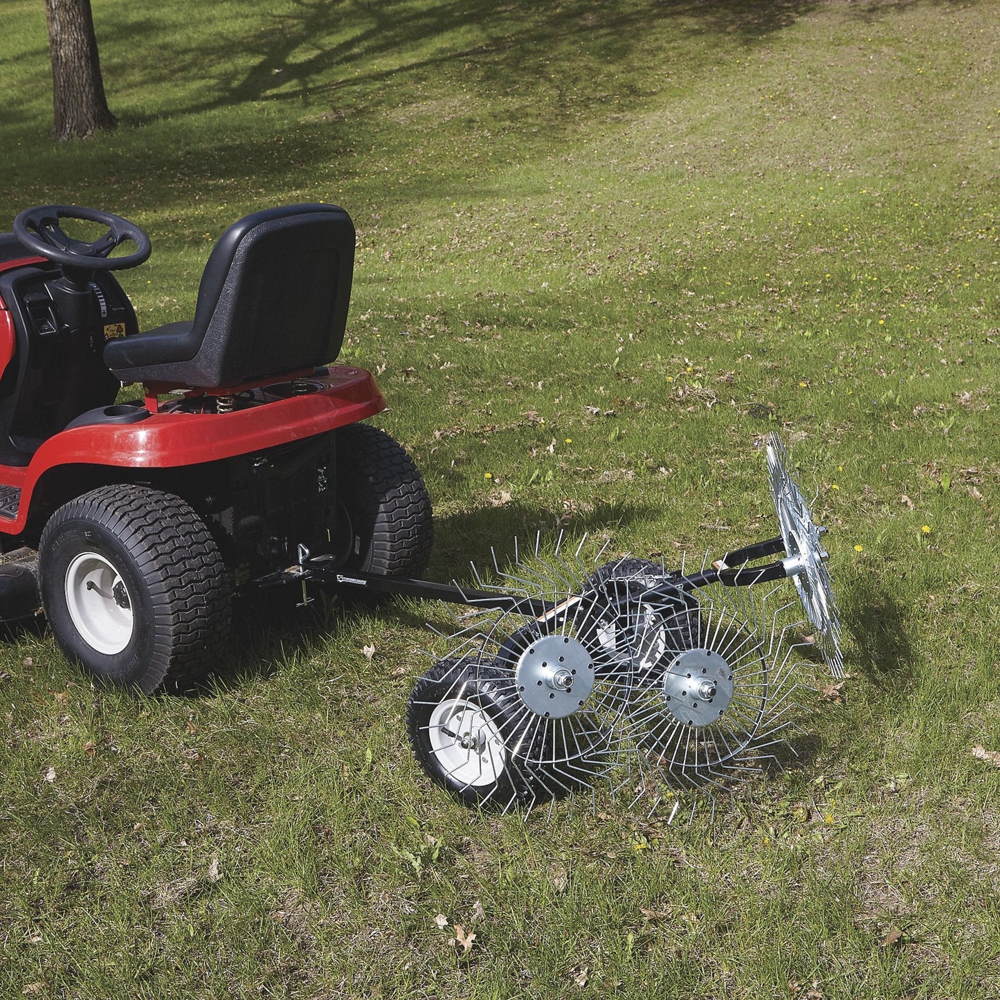 Strongway Acreage Rake 48in Dethatcher with 4 Tine Reels  - 49165