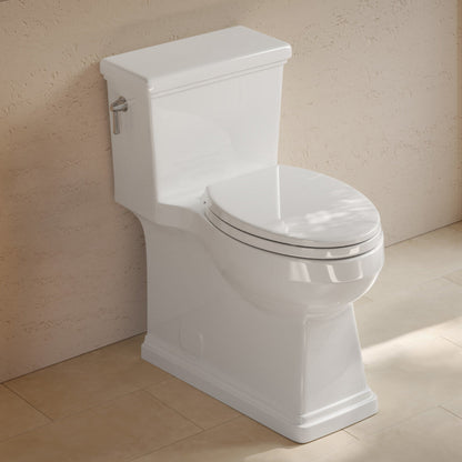 Swiss Madison Voltaire II One-Piece 12" Rough-in 1.28 GPF Left-Hand Flush ADA Elongated Toilet in Glossy White, Nano-Glaze  -  SM-1T9201GW