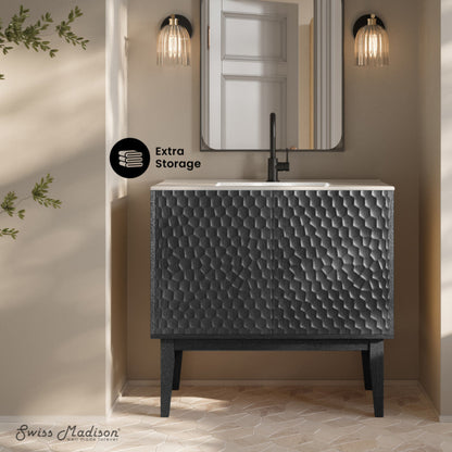 Swiss Madison Bosse 36" Freestanding Bathroom Vanity in Black Oak with Sink Top - SM-BV8802AO