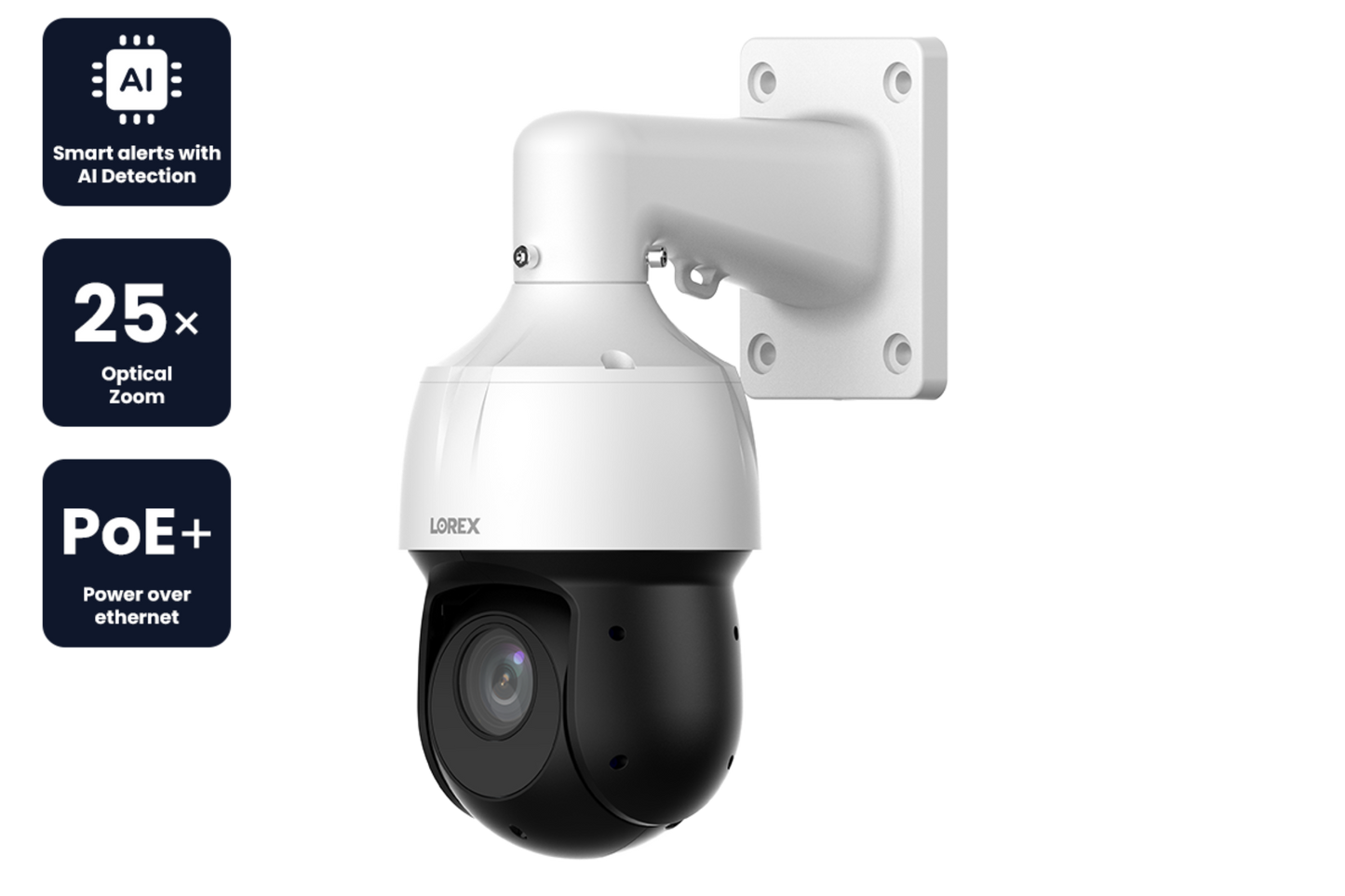 Lorex 2K (4MP) IP Wired PTZ Security Camera with AI Detection and 25x Optical Zoom - LNZ45P25