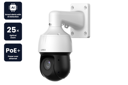 Lorex 2K (4MP) IP Wired PTZ Security Camera with AI Detection and 25x Optical Zoom - LNZ45P25