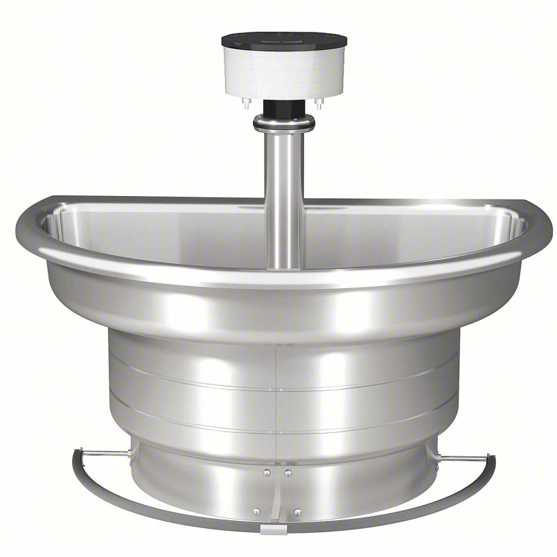 BRADLEY Wash Fountain: Silver, Stainless Steel, Semi-Circular, 54 in Overall Wd, Off-Line Vent Drain