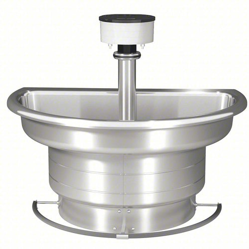 BRADLEY Wash Fountain: Silver, Stainless Steel, Semi-Circular, 54 in Overall Wd, Off-Line Vent Drain