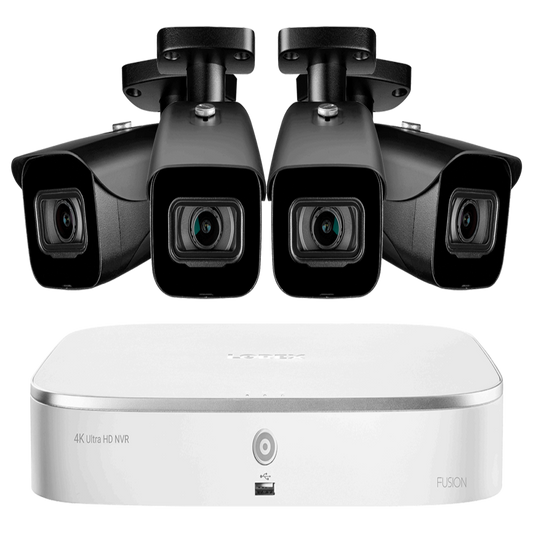Lorex N4K2-84BB 8-Channel Fusion NVR System with Four 4K (8MP) IP Cameras Security Surveillance System New - N4K2-84BB