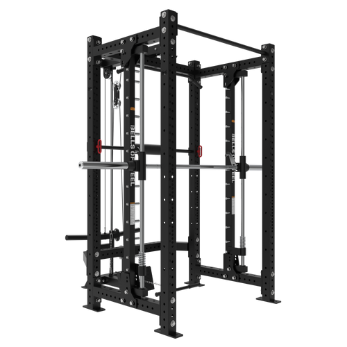 Bells Of Steel Smith Machine Rack With Lat Pulldown - Hydra (3" x 3", ⅝" Holes) - HYDRA-4POST-SMTH-STKLARA