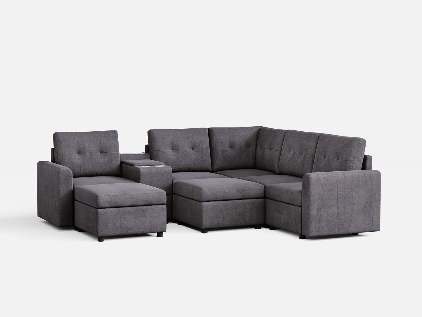LINSY HOME RUBIK III 4 Seats with 2 Ottomans & Corner & Console - US-LH-SPF-Sofa-S800-F-42111-0-00