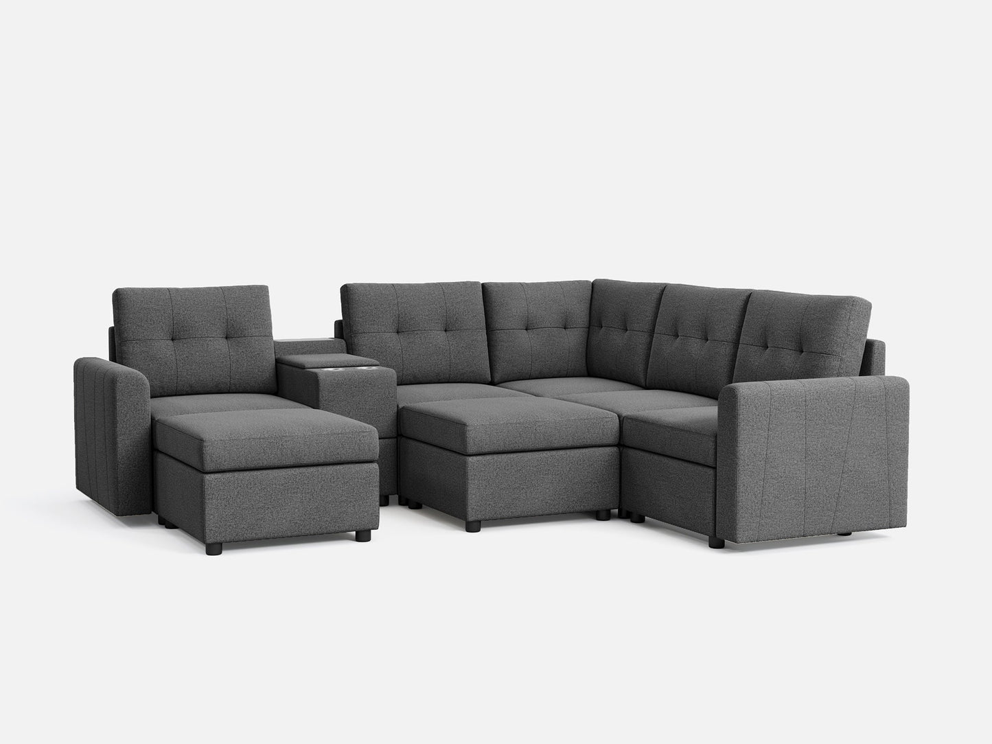 LINSY HOME RUBIK III 4 Seats with 2 Ottomans & Corner & Console - US-LH-SPF-Sofa-S800-F-42111-0-00