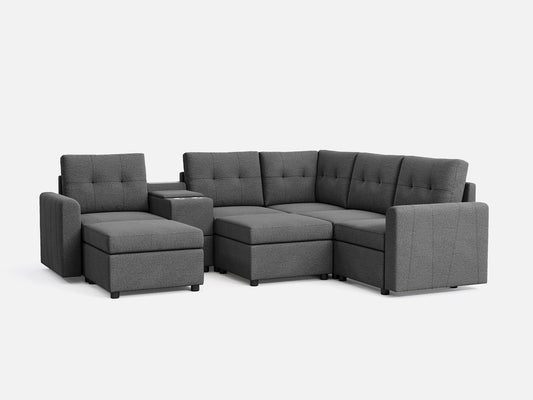 LINSY HOME RUBIK III 4 Seats with 2 Ottomans & Corner & Console - US-LH-SPF-Sofa-S800-F-42111-0-00