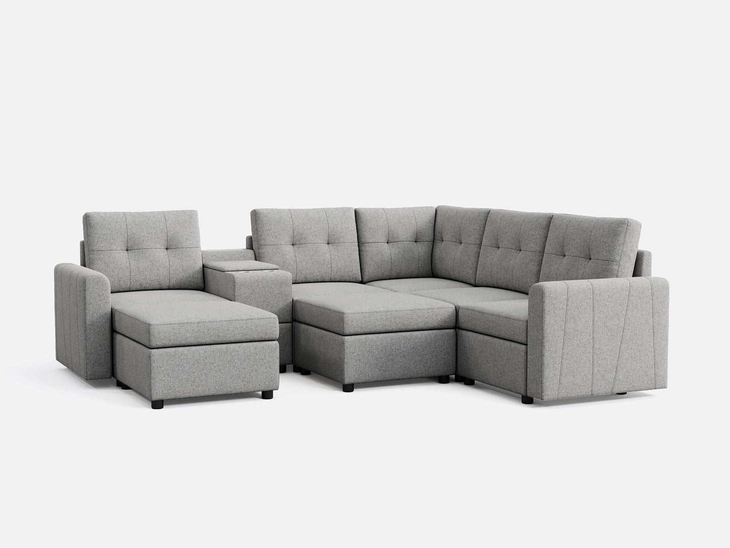 LINSY HOME RUBIK III 4 Seats with 2 Ottomans & Corner & Console - US-LH-SPF-Sofa-S800-F-42111-0-00