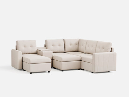 LINSY HOME RUBIK III 4 Seats with 2 Ottomans & Corner & Console - US-LH-SPF-Sofa-S800-F-42111-0-00