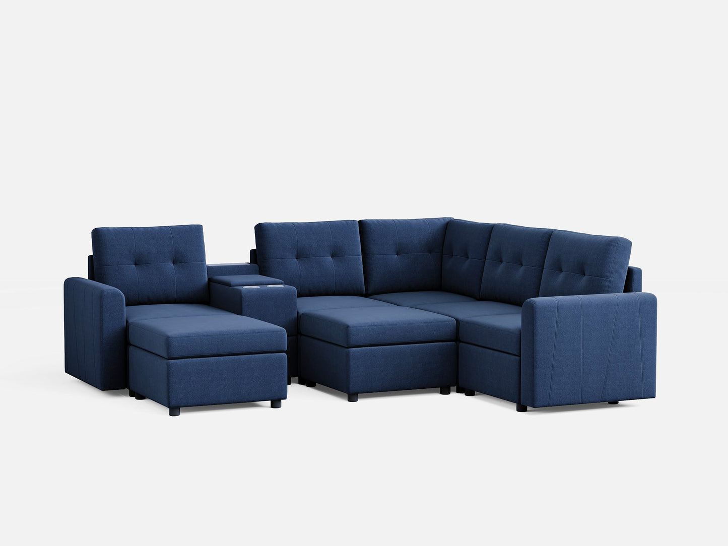 LINSY HOME RUBIK III 4 Seats with 2 Ottomans & Corner & Console - US-LH-SPF-Sofa-S800-F-42111-0-00