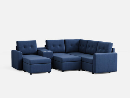 LINSY HOME RUBIK III 4 Seats with 2 Ottomans & Corner & Console - US-LH-SPF-Sofa-S800-F-42111-0-00
