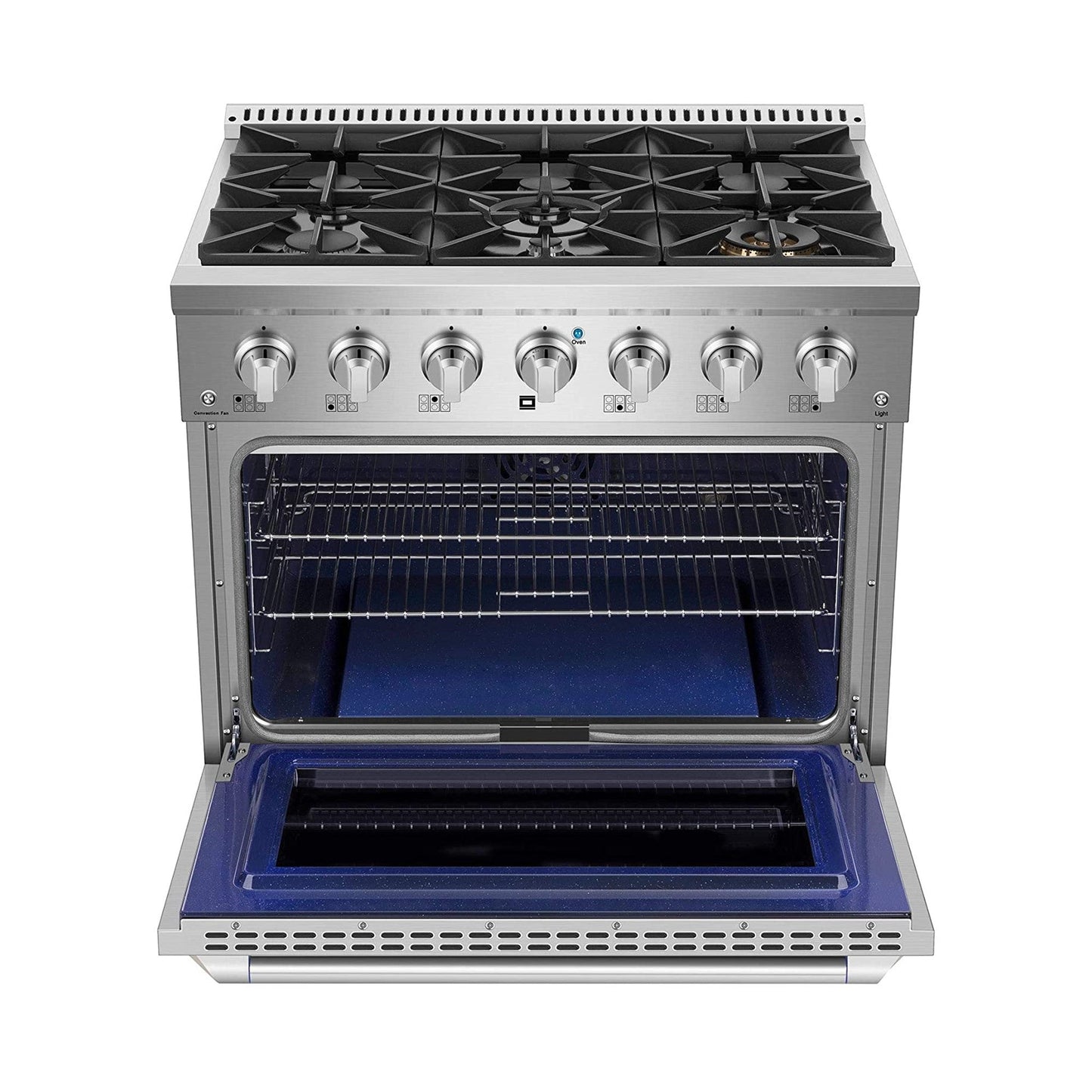Awoco 36” Freestanding 6 Burners Range with 4.5 cu ft. Convection Oven and 2 Racks - JK36A1-T-NG