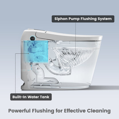 Awoco Smart Toilet with Bidet, Smart Bidet Toilet with Heated Seat, Auto Open Close, Foot Sensor Flush, Warm Water & Dryer, Remote Control, Digital Display, One Piece Toilet with Tank - AWC-ST-T3-MB
