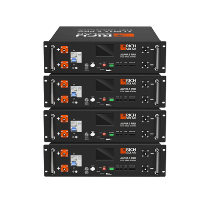 Rich Solar ALPHA 5 PRO Server Rack Battery | 51.2V 100Ah LiFePO4 Battery | 7,000 Lifetime Cycles | 10 Year Warranty | UL1973, UL9540A Certified