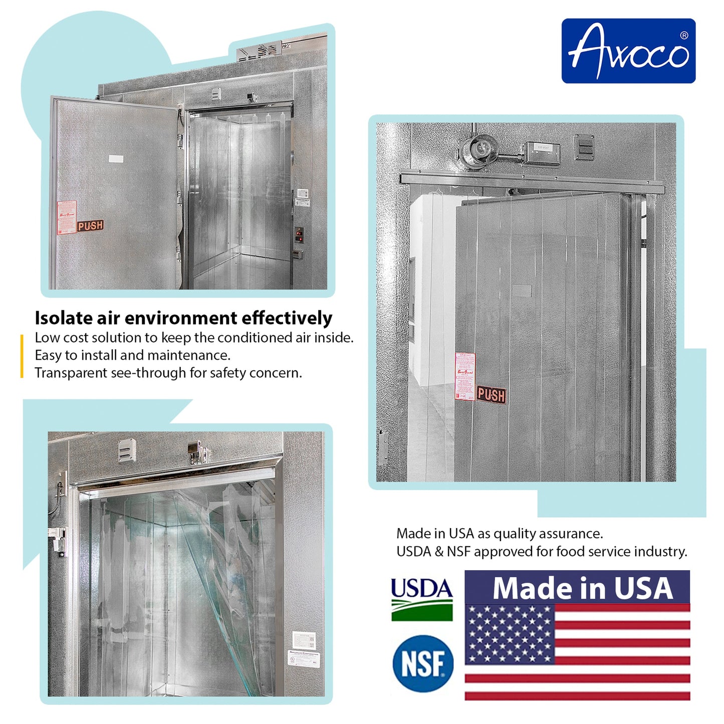 AWOCO Vinyl Strip Curtain Kit 64x90 - Slide-in Strips - Awoco - KSN-STRIPCURTAIN-6490