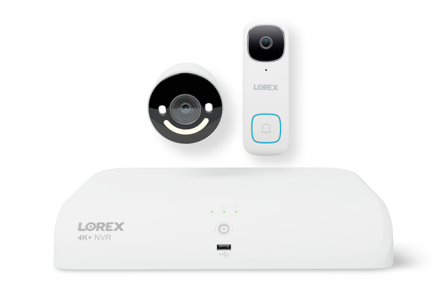 Lorex Wireless Fusion - 4K+ NVR with 2K Wired Doorbell and 4K Smart Security Lighting Wi-Fi 6 Camera - N910-DL-E