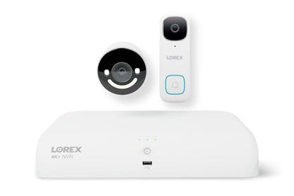 Lorex Wireless Fusion - 4K+ NVR with 2K Wired Doorbell and 4K Smart Security Lighting Wi-Fi 6 Camera - N910-DL-E