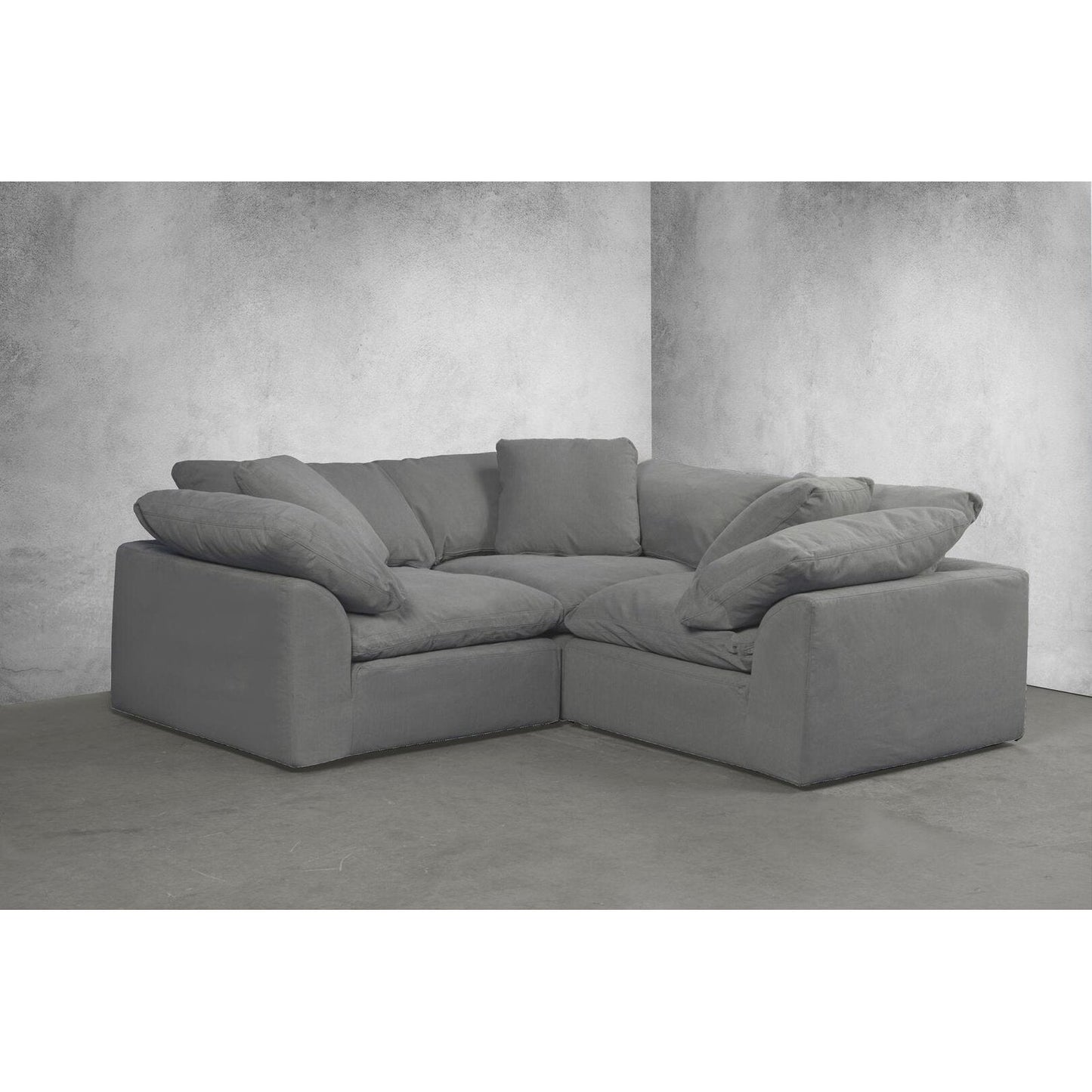 Sunset Trading Cloud Puff 3 Piece 88" Wide Slipcovered Modular Sectional Small L Shaped Sofa - SU-1458-94-3C