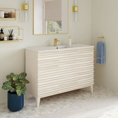 Swiss Madison Cascade 48" Freestanding Bathroom Vanity in White Oak with Sink Top - SM-BV8634WO
