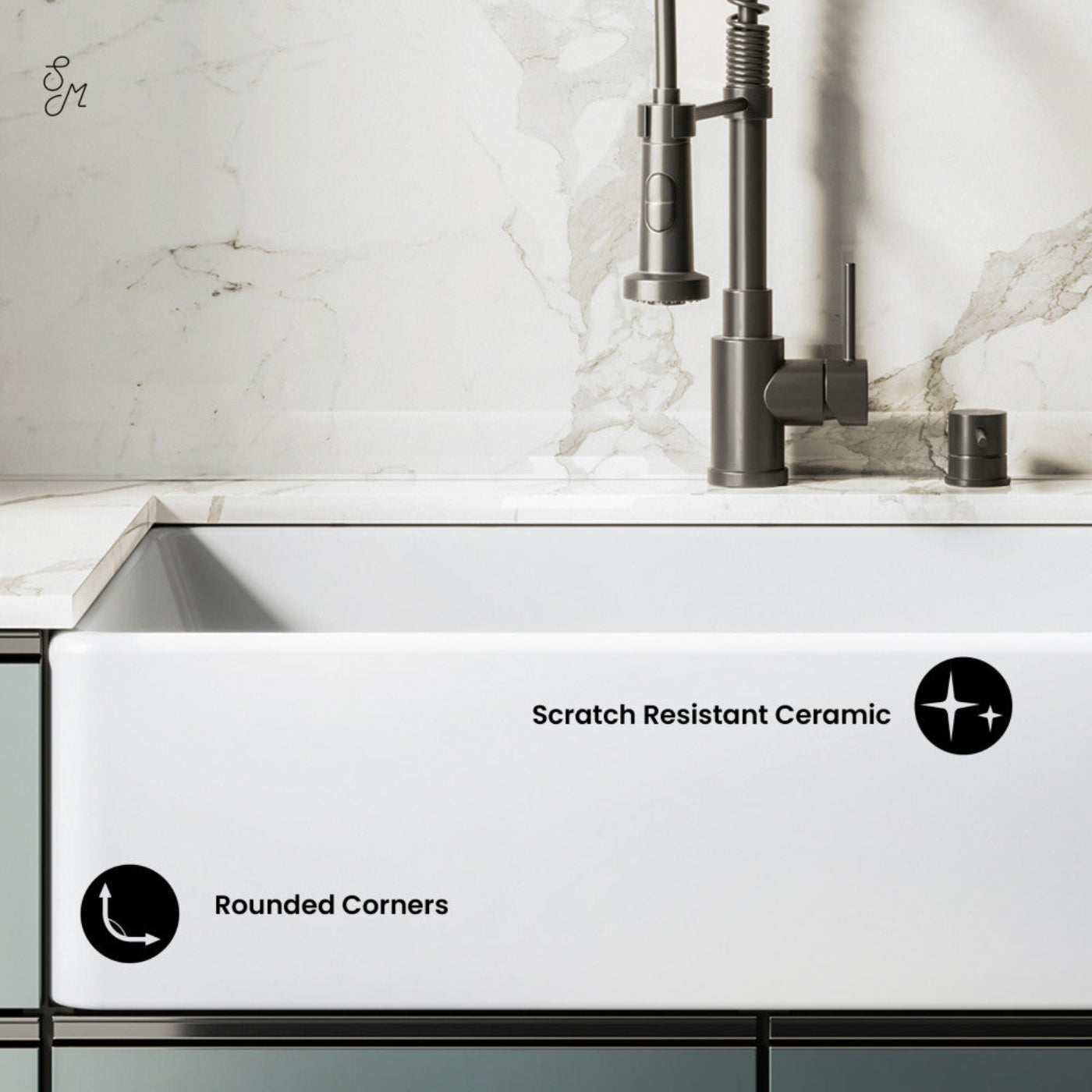 Swiss Madison Elegance 33 x 20 Ceramic, Farmhouse Kitchen Sink - SM-KS247