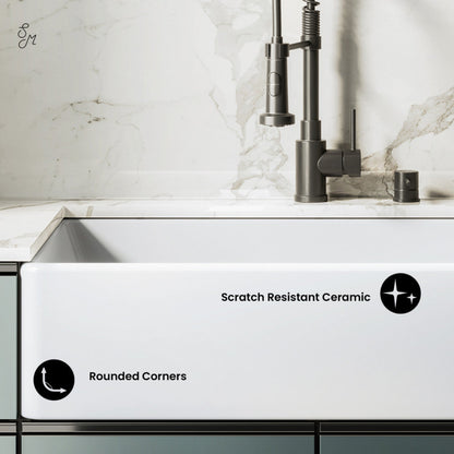 Swiss Madison Elegance 33 x 20 Ceramic, Farmhouse Kitchen Sink - SM-KS247