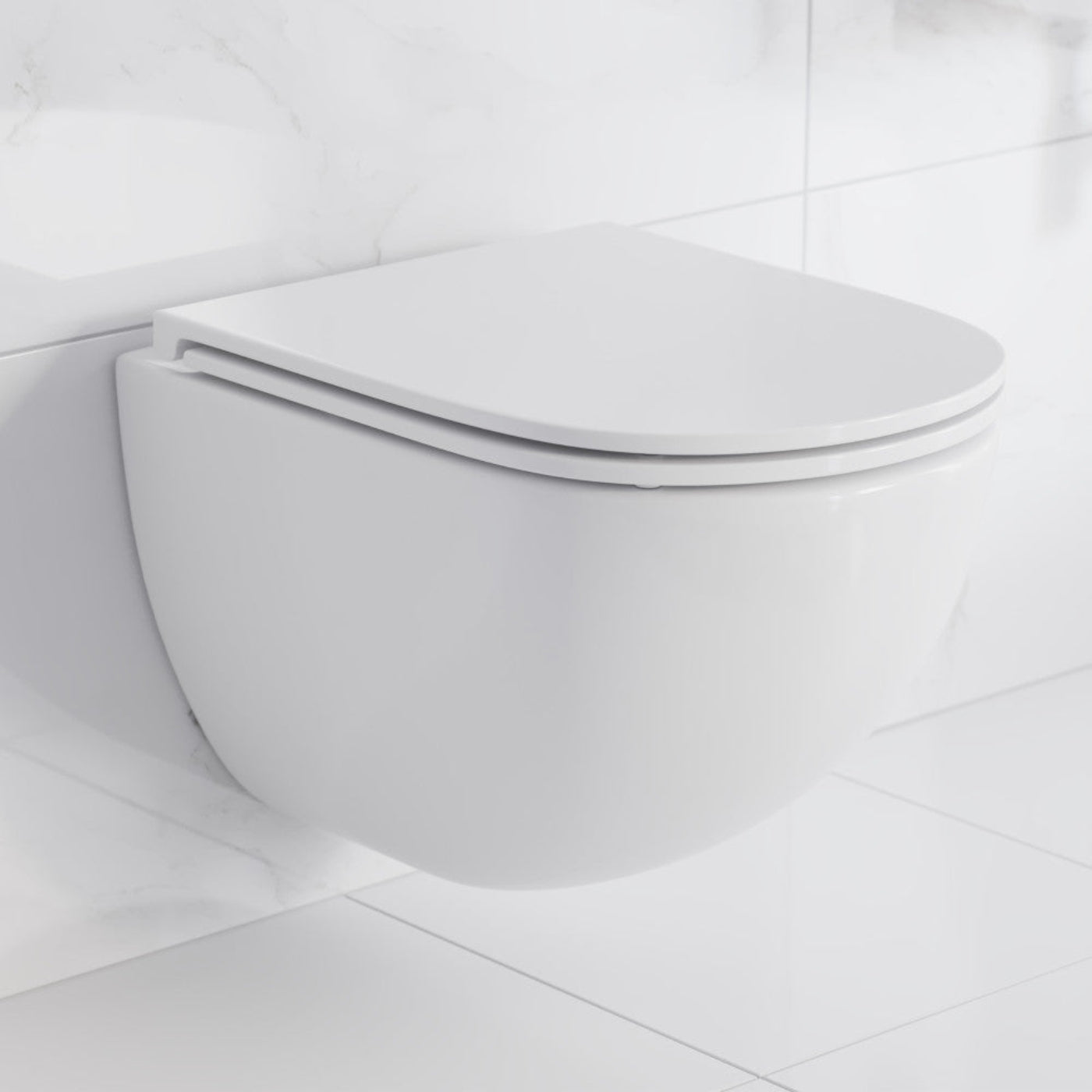 Swiss Madison St. Tropez Wall-Hung Toilet Bundle 0.8/1.6 GPF Dual Flush in Glossy White with Brass Flush Plate - SM-WT0801GW