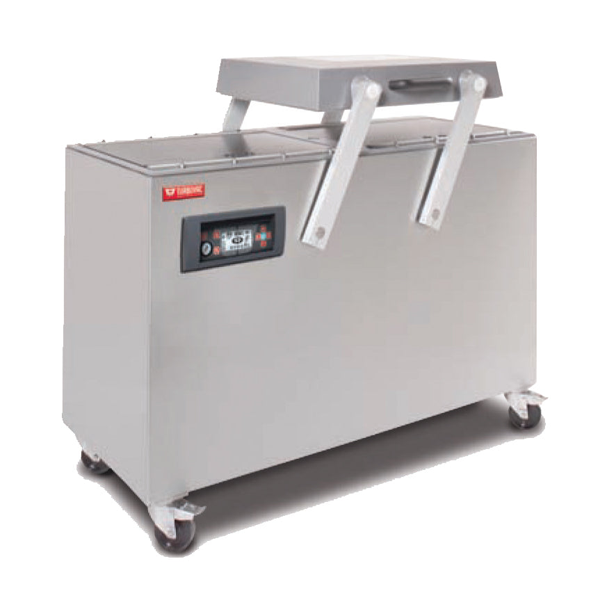 Turbovac 50002 / L60 Heavy-Duty Double Chamber Vacuum Packaging Machine with Aluminum Cover and Flat Working Surface with 23″ Seal Length - 220V, 3 Ph