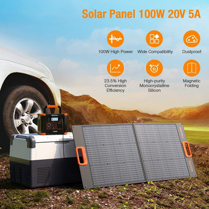 GRECELL Portable Power Station 500W with Portable Solar Panel - DYCNX0001AGEM-MXUS+DYZDB0001AGE