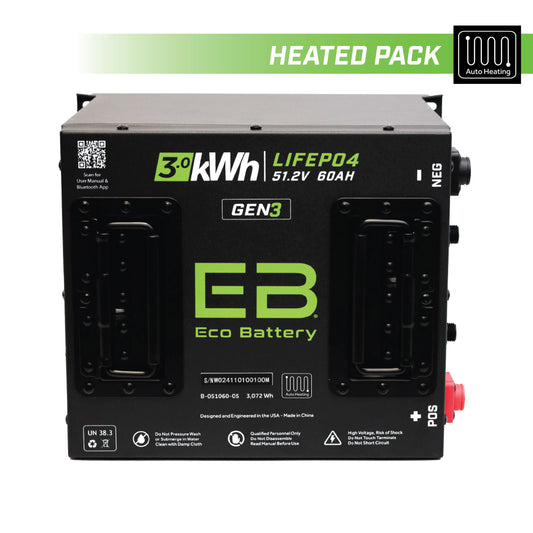 Eco Battery 51V 60Ah Cube LiFePO4 Battery / Heated - A-051060-05-H