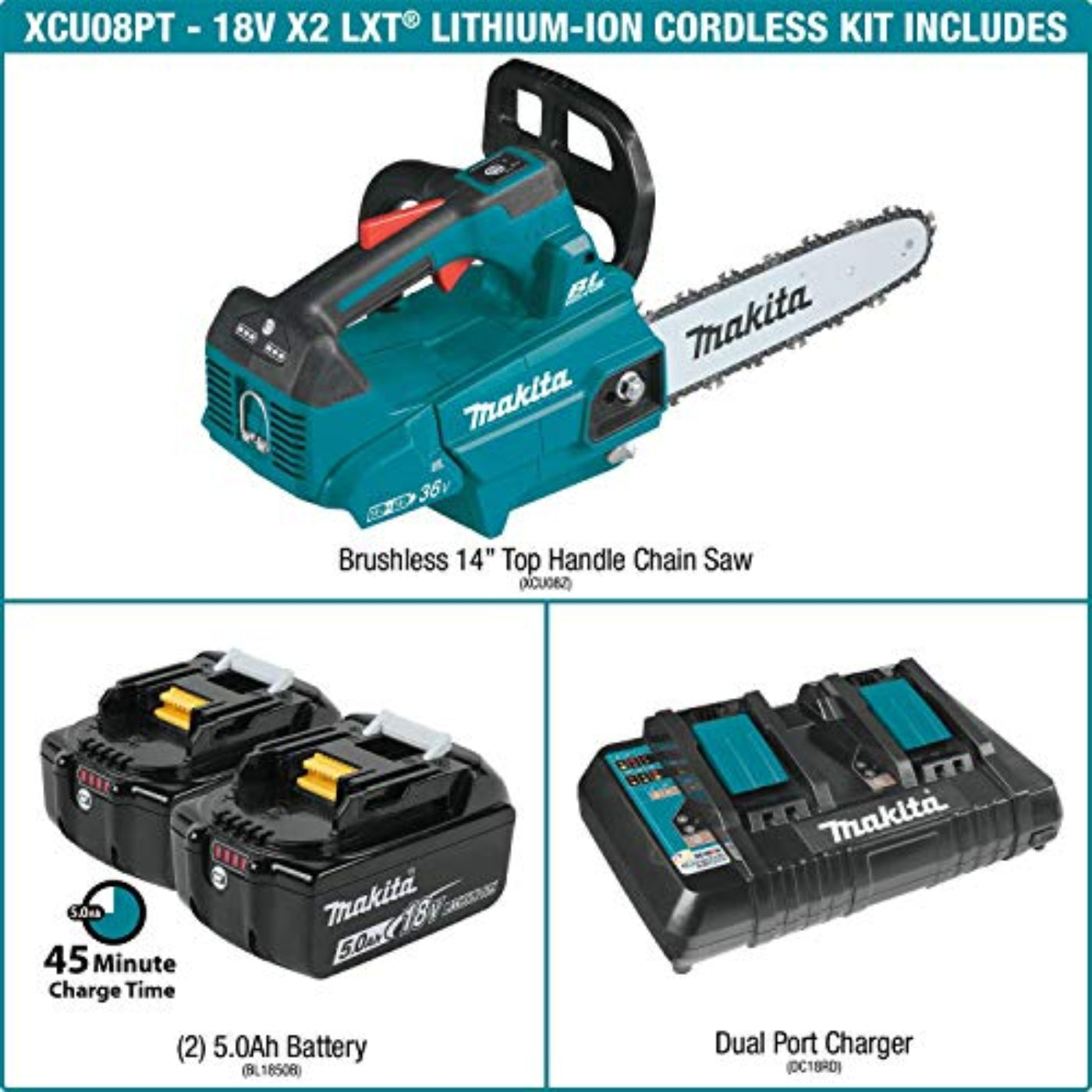 Makita (XCU08PT) 18V LXT Brushless 14" Top Handle Chain Saw - XCU08PT