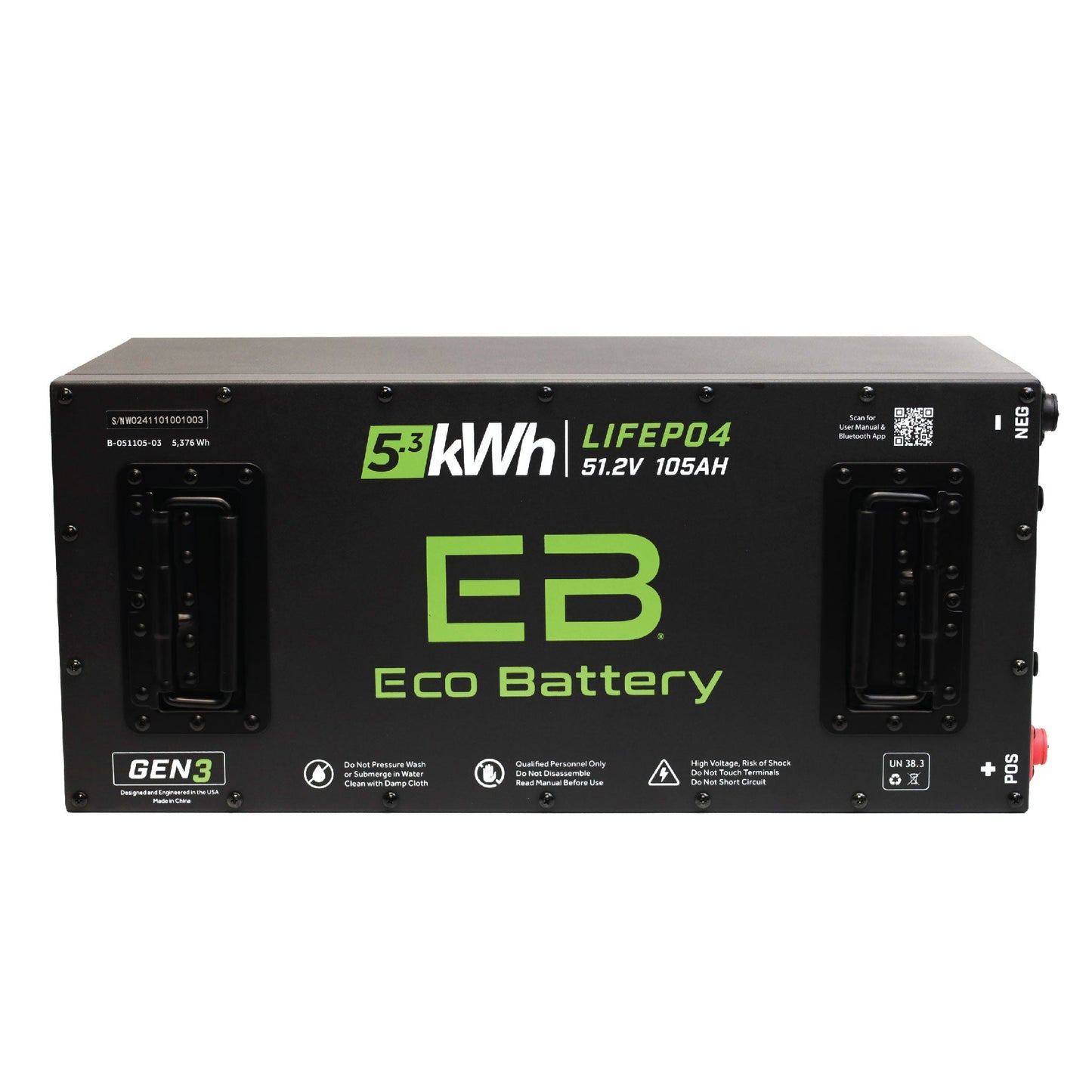 Eco Battery 51V 105Ah Skinny LiFePO4 Gen3 Battery - A-051105-03