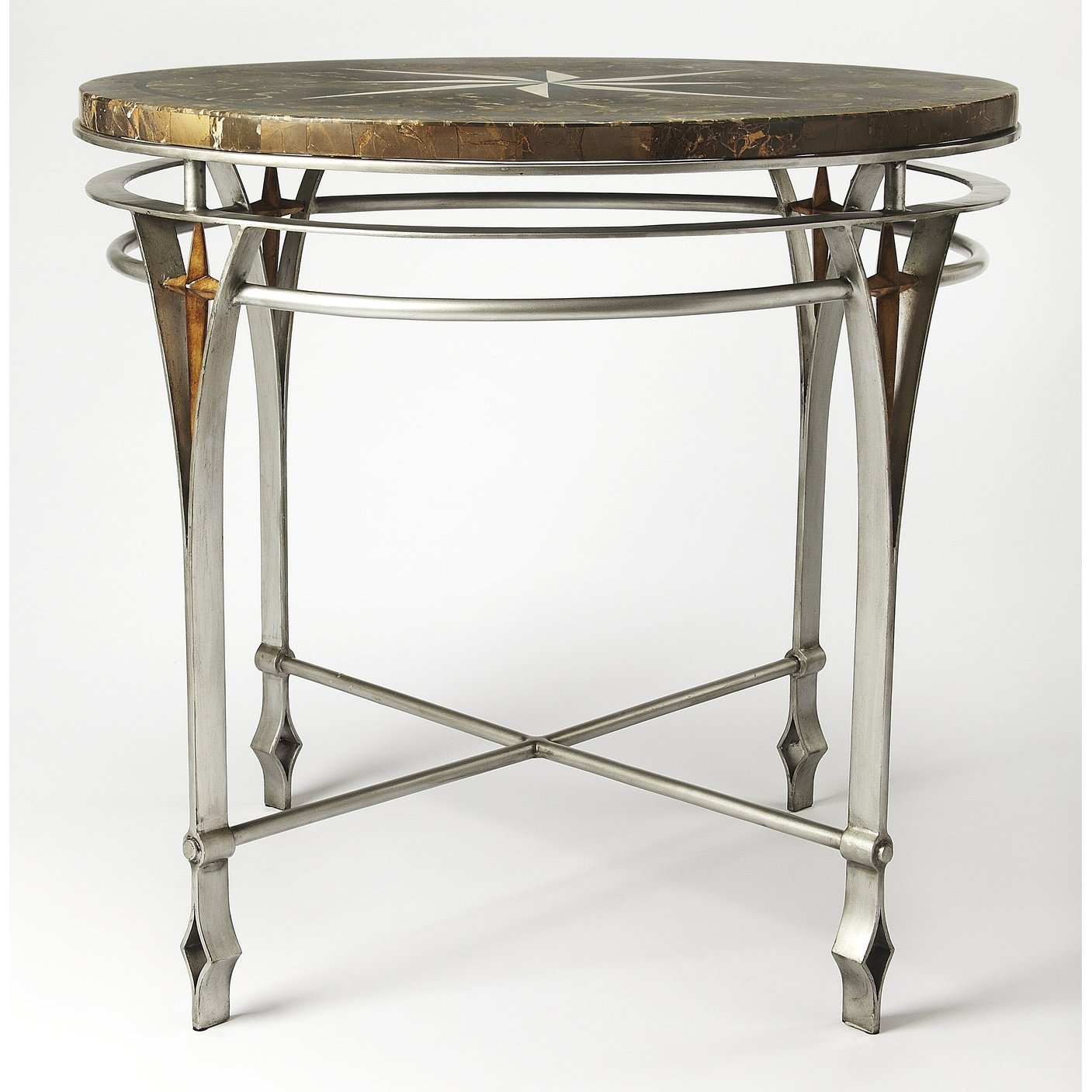 Butler Specialty Company Regina Fossil Stone & Metal 36""Foyer Table, Multi-Color -  5277025
