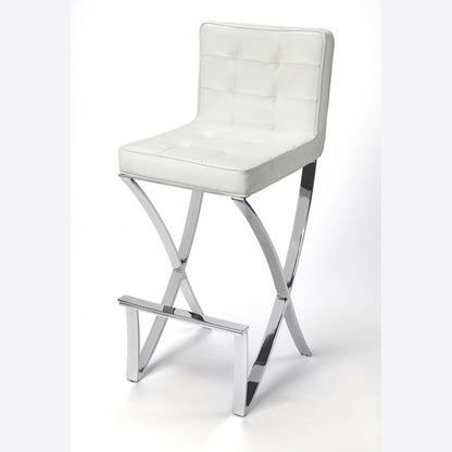 Butler Specialty Company Darcy Chrome Plated Faux Leather 28.5"" Bar Stool, White -  5325411