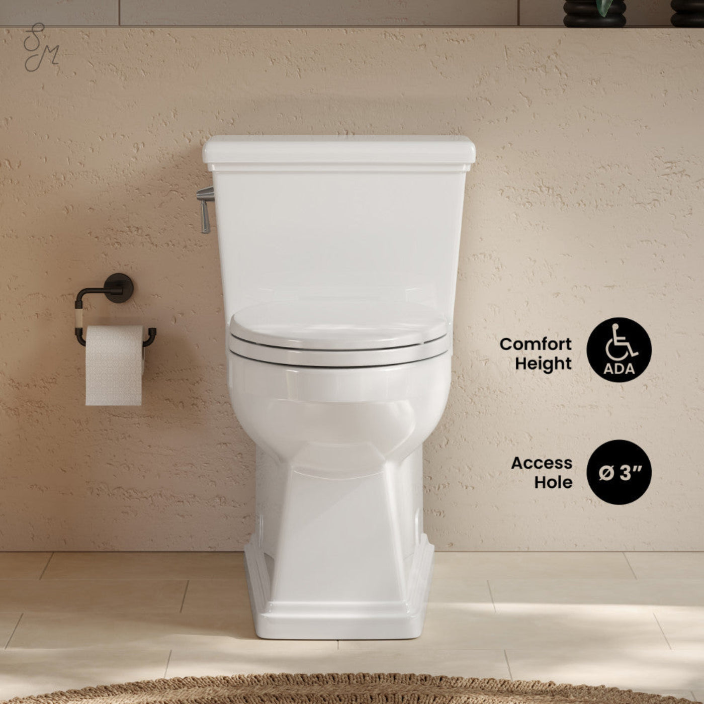 Swiss Madison Voltaire II One-Piece 12" Rough-in 1.28 GPF Left-Hand Flush ADA Elongated Toilet in Glossy White, Nano-Glaze  -  SM-1T9201GW