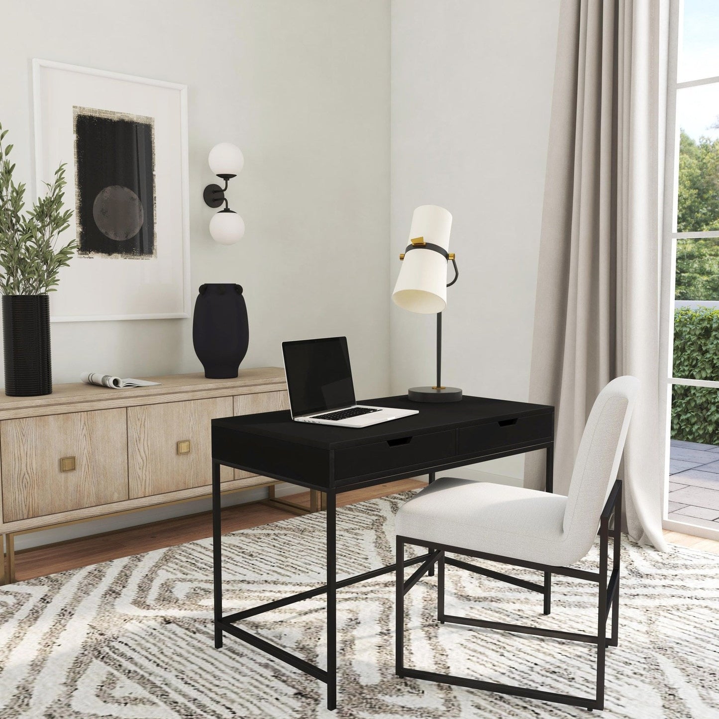 Butler Specialty Company Belka Desk with Drawers, Black  - 5466295