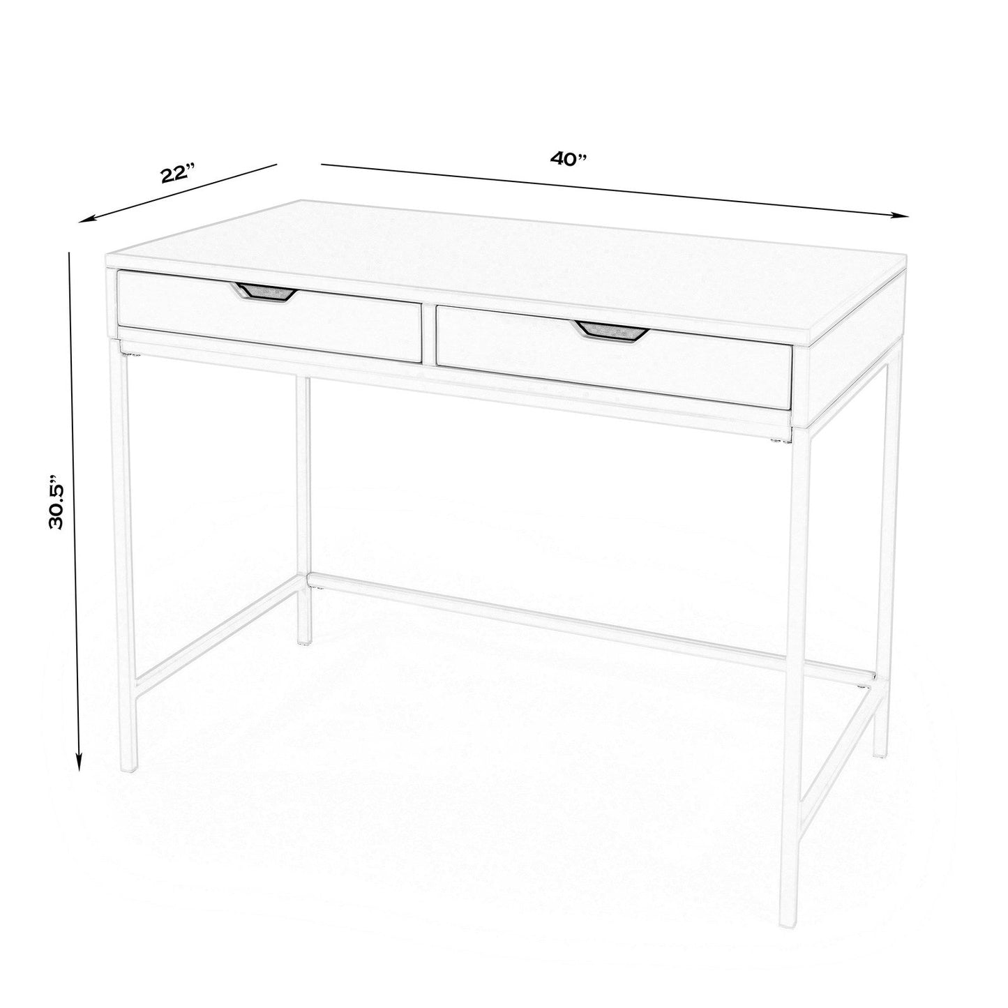 Butler Specialty Company Belka Desk with Drawers, Black  - 5466295