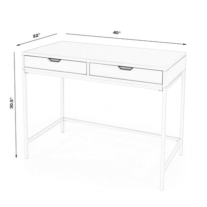 Butler Specialty Company Belka Desk with Drawers, White  - 5466304